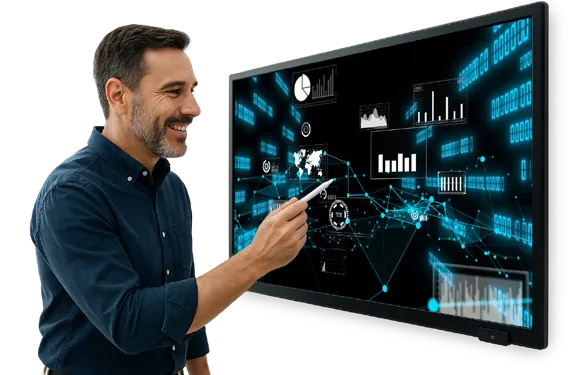 Teacher using an interactive screen